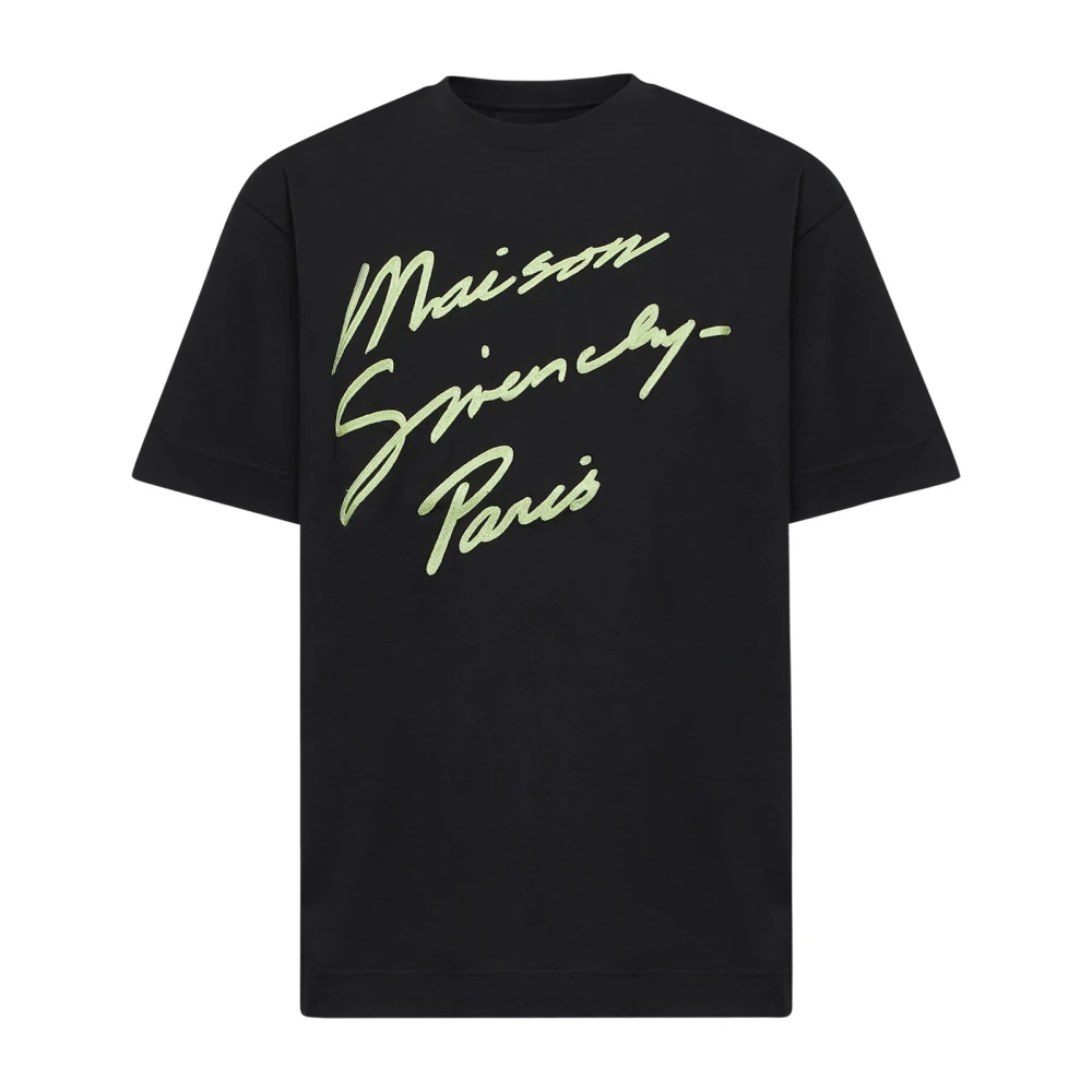 Givenchy Paris Geborduurde Zwarte Katoenen T-shirt Black Heren
