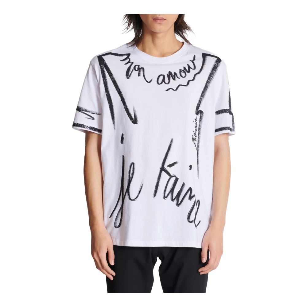 Balmain T-shirt met 'Love Letter' print White Heren