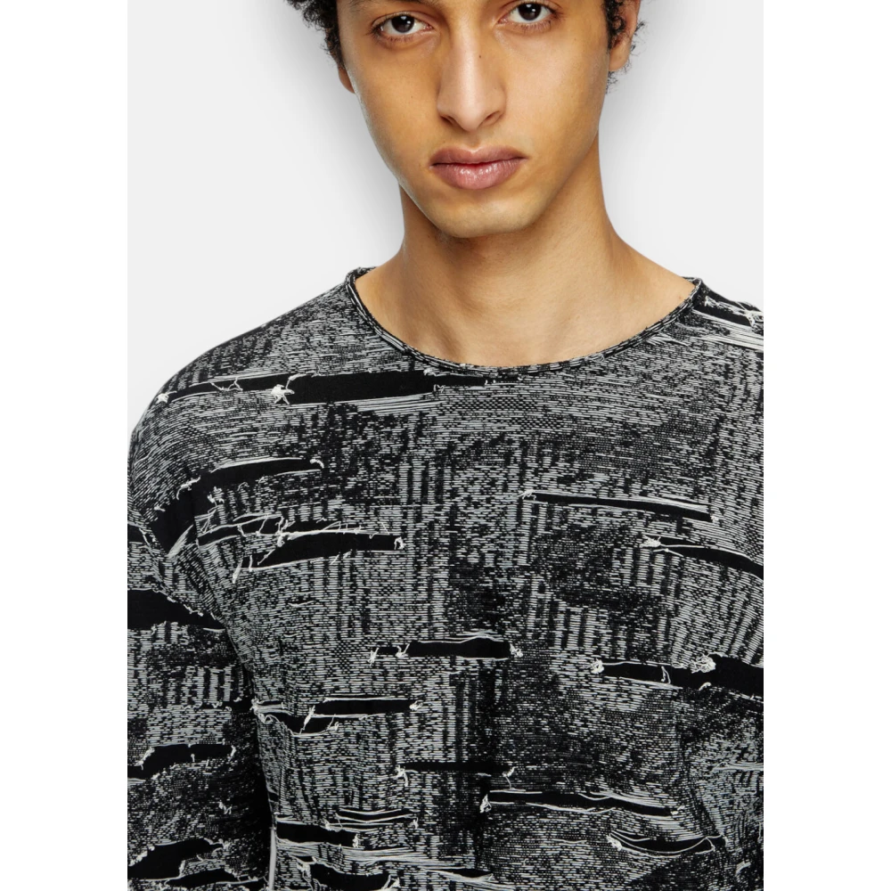 Diesel Lange Mouw Jacquard T-shirt Black Heren
