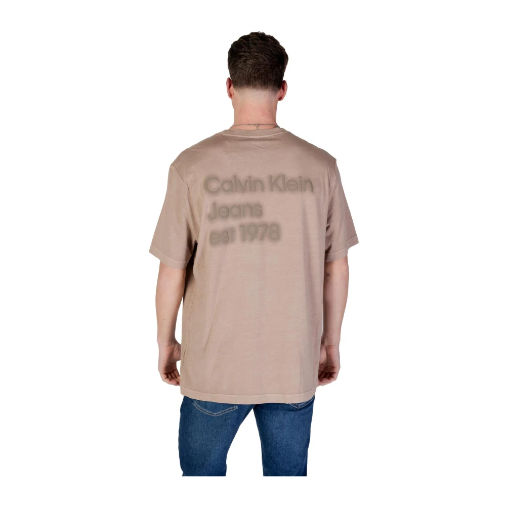 Calvin Klein Jeans Zalm Katoenen Ronde Hals T-Shirt Red Heren