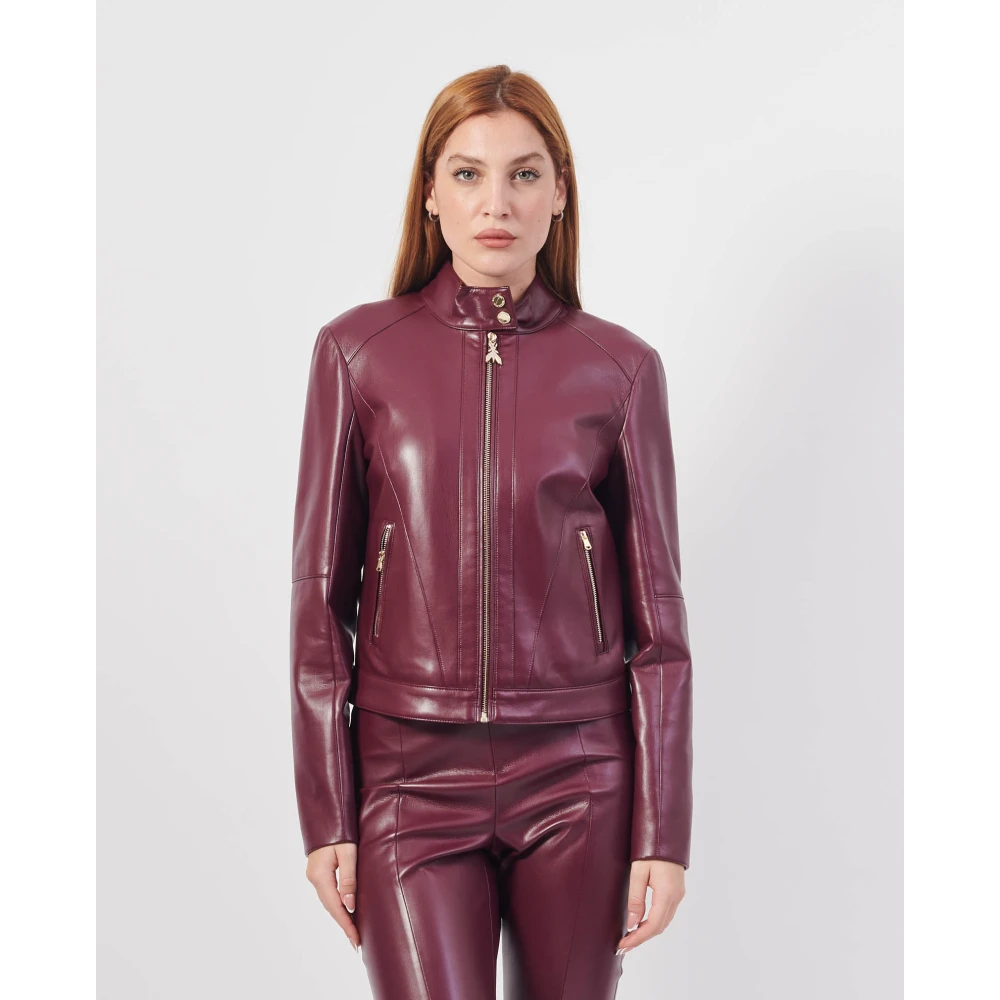PATRIZIA PEPE Paarse Eco-Leren Jas Purple Dames