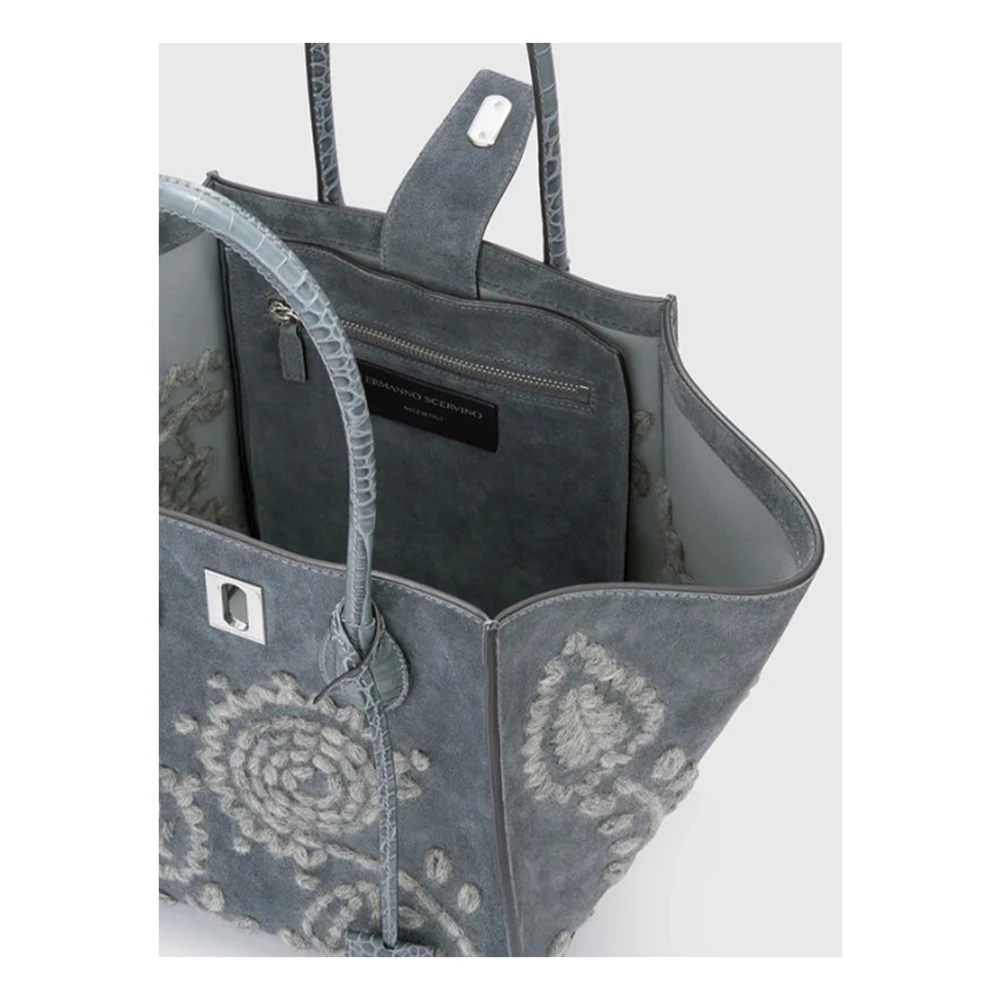 Ermanno Scervino Krokodillenprint Suède Maggie Tas Gray Dames