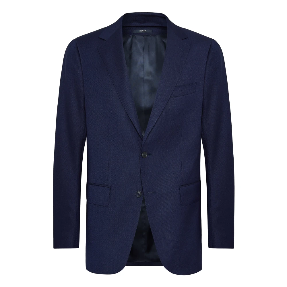 Boggi Milano Micro-gestructureerde wollen jas Blue Heren