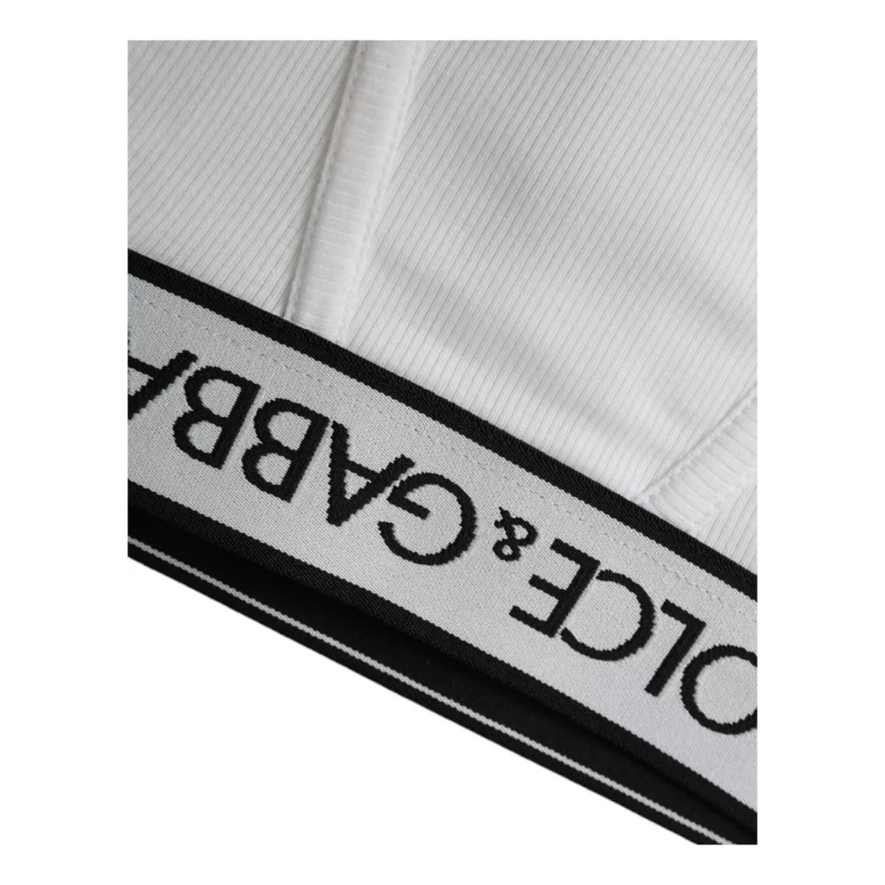Dolce & Gabbana Wit Katoenen Stretch Logo Ondergoed White Dames