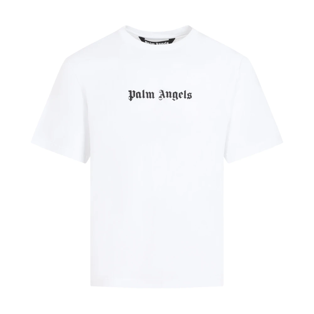 Palm Angels Wit Logo T-shirt Ronde Hals White Heren