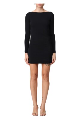 chain-embellished-open-back-mini-dress