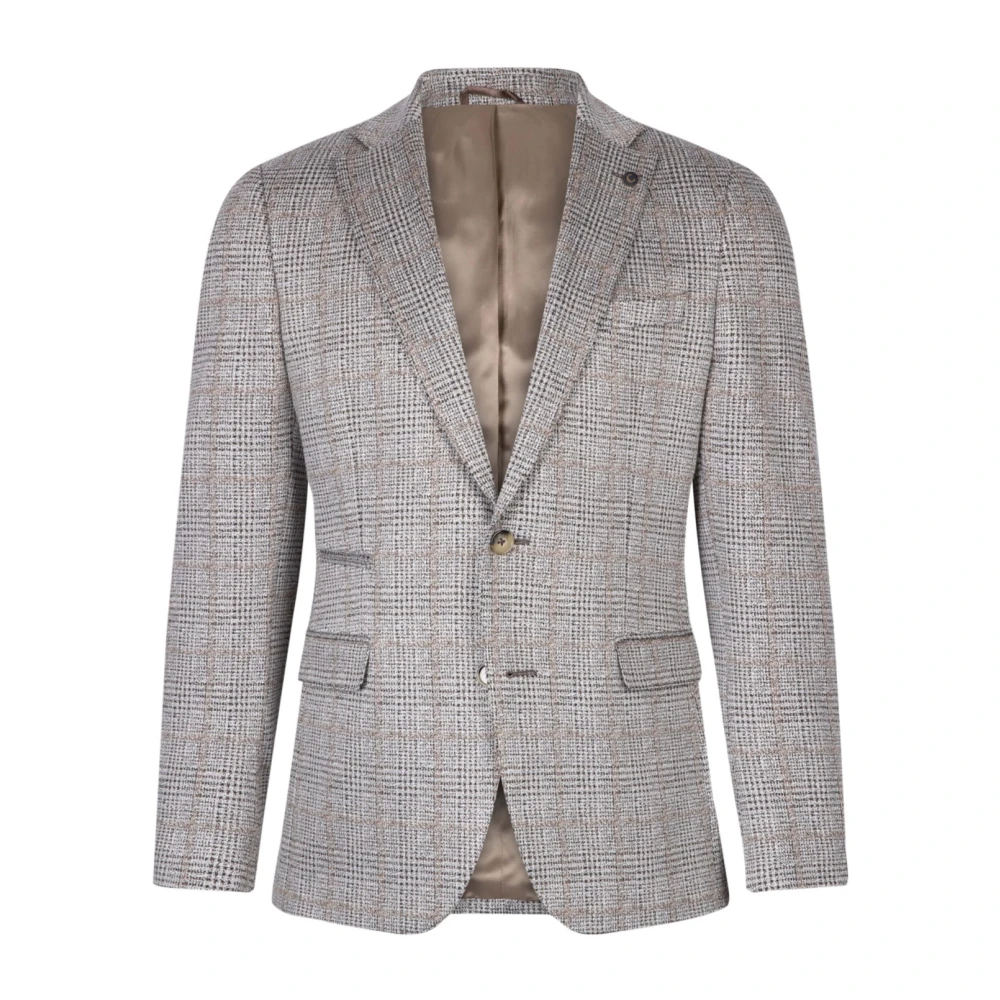 Cavallaro Beige Geruite Zomerblazer Beige Heren