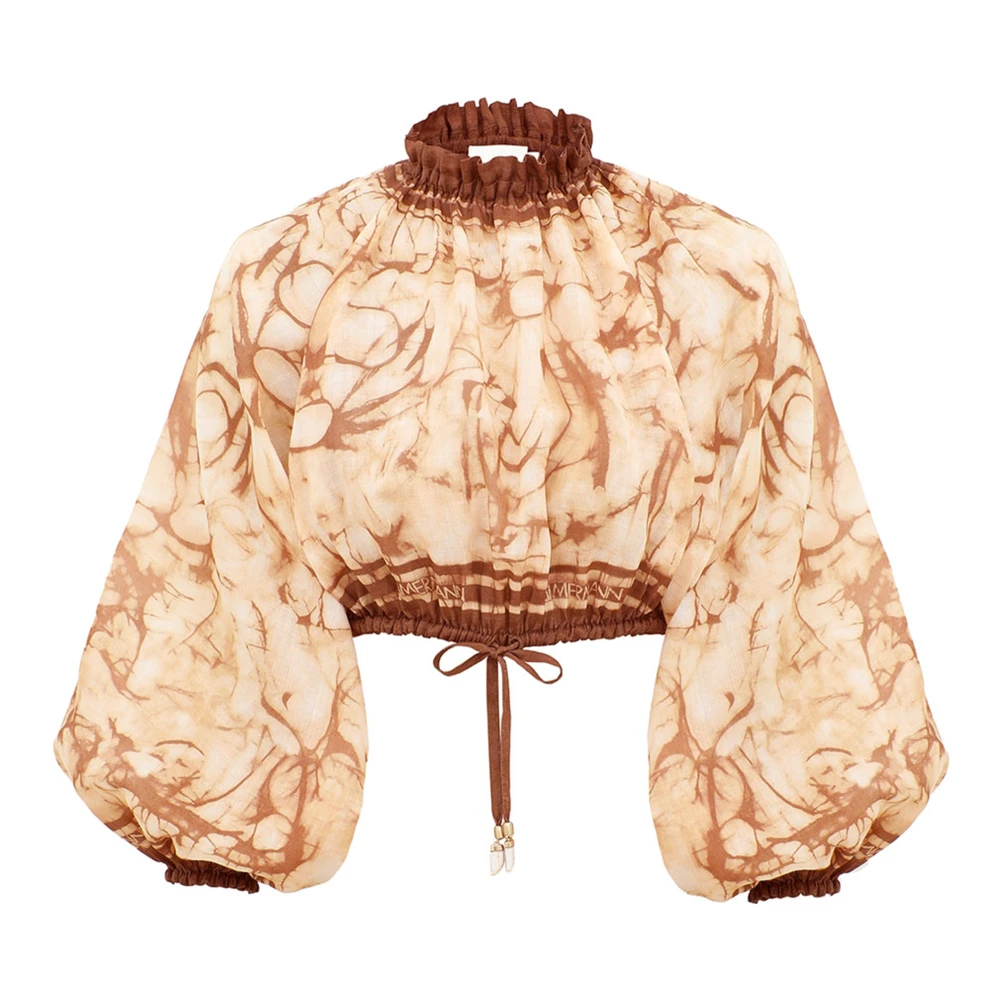 Zimmermann - Batik-Print Cropped Bluse - Blouses & Shirts - Damen - Beige - M - Bild 3