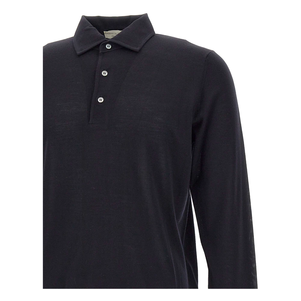 Filippo De Laurentiis Koninklijke Merino Wol Polo Shirt Blue Heren