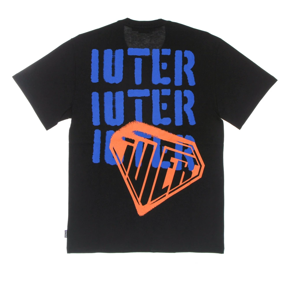 Iuter Zwarte Stencil Tee Korte Mouw T-shirt Black Heren