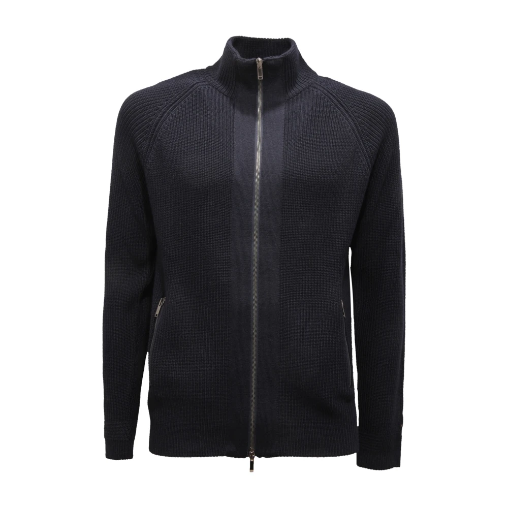Daniele Fiesoli Men's Blue Wool Blend Cardigan Jumper Full Zip - Cardigans - S - Knitwear