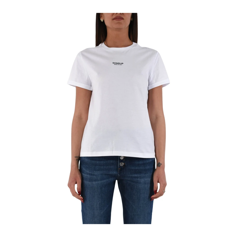 Dondup Katoenen Jersey T-shirt met Borduurwerk White Dames
