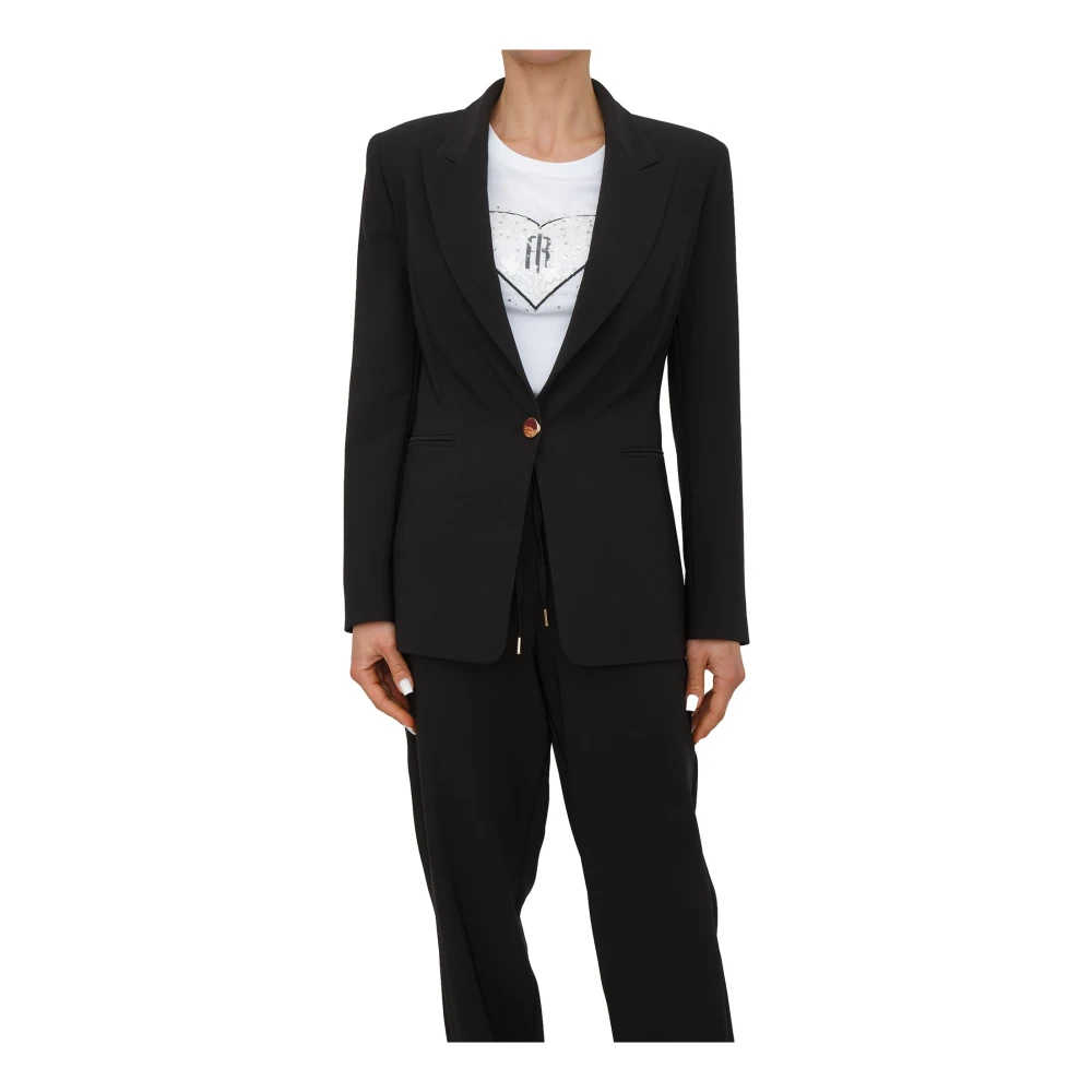 Fracomina Femme Noir - Reg Length Jacket - Vestes - Taille: 40 Fr