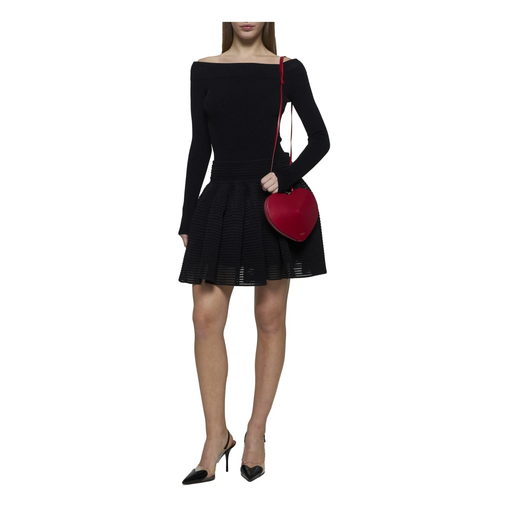 Alaïa Uitlopende Zwarte Rok Elastische Tailleband Black Dames