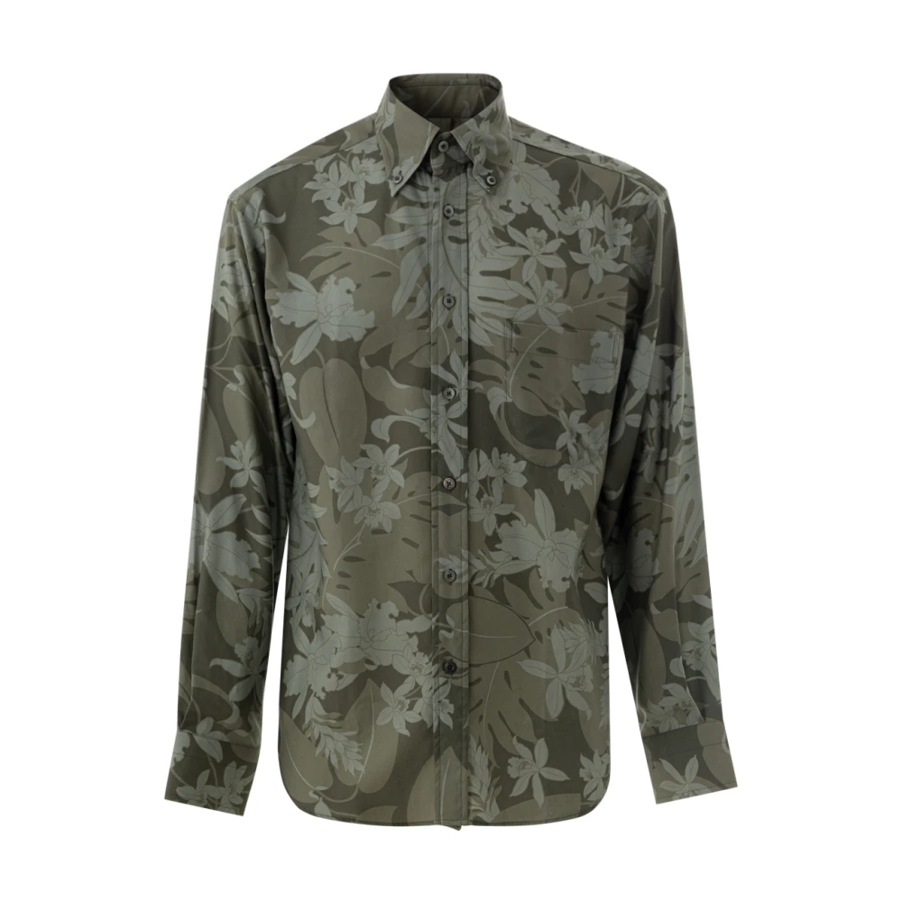 Tom Ford Men's Green Floral Print Shirt