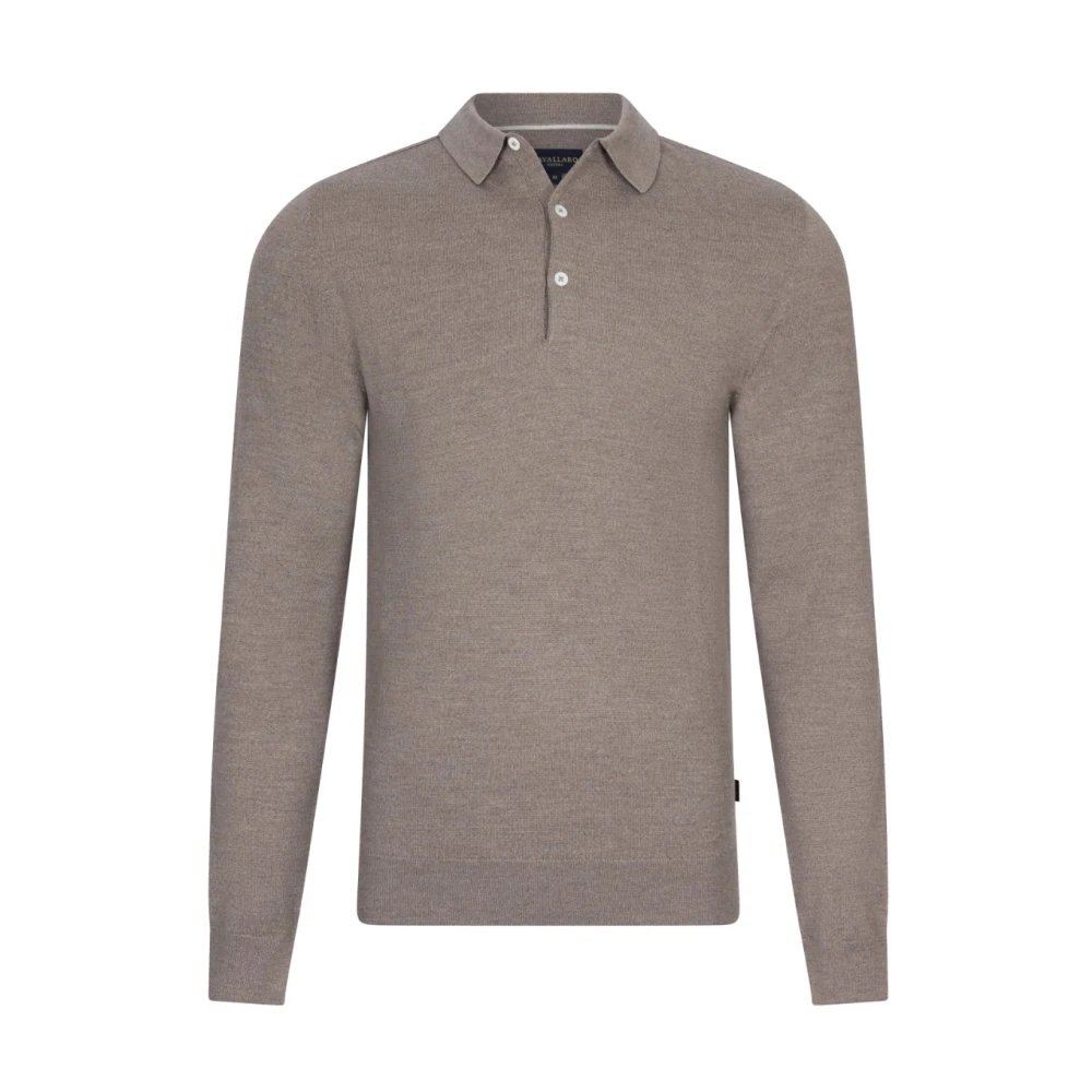 Cavallaro Merino Polo LS in Zand Brown Heren