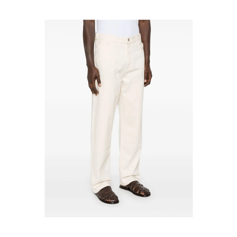 Alanui Beige Klassieke Knoop Jeans met Zakken White Heren