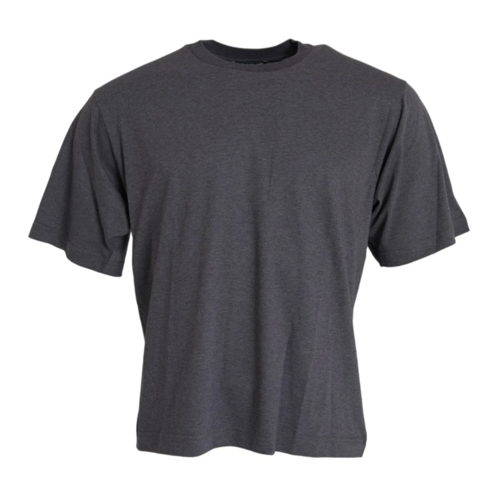 Dolce & Gabbana , T-Shirts, Male, Gray, L, Short Sleeve Round Neck T-Shirt