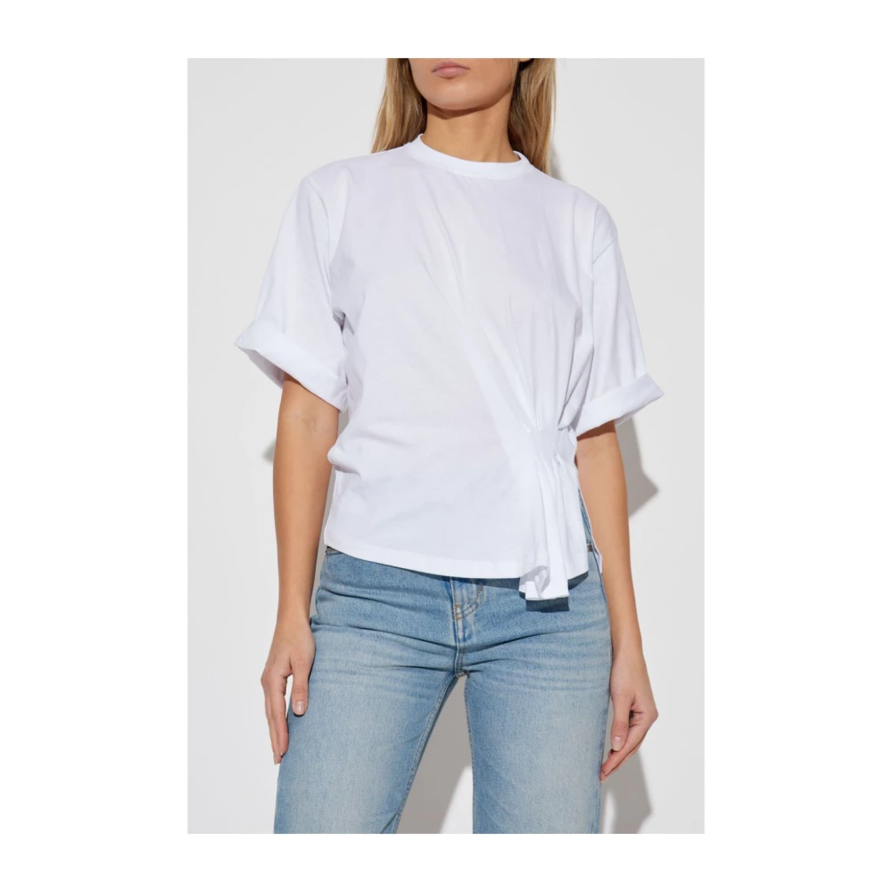 Victoria Beckham Witte T-shirt met Ruches White Dames