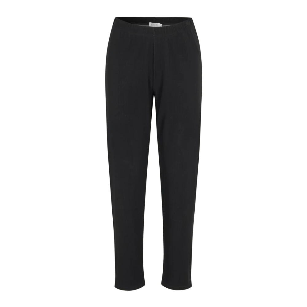 Masai Black Cropped Elastic Waist Trousers - Female - Slim-Fit Trousers - S - Trousers