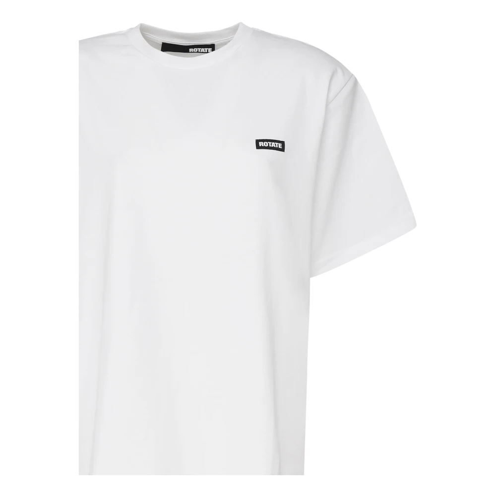Rotate Birger Christensen Witte Katoenen T-shirt met Logo White Dames