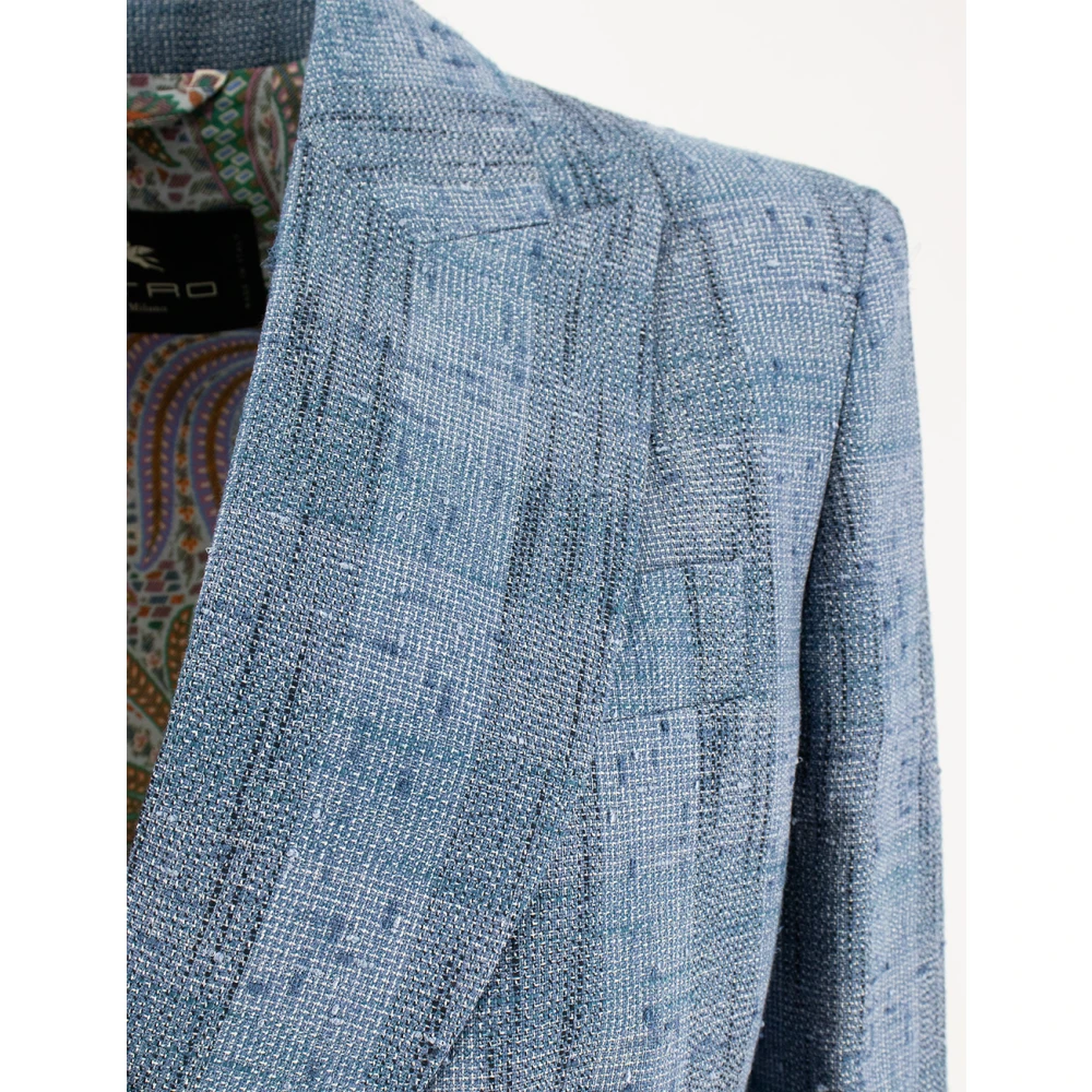 ETRO Gevlamd stof dubbelrijige jas Blue Dames