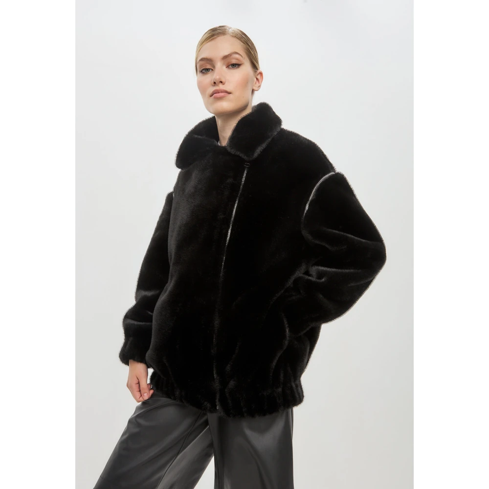 Cesare Gaspari Faux Fur & Shearling Jackets Black Dames