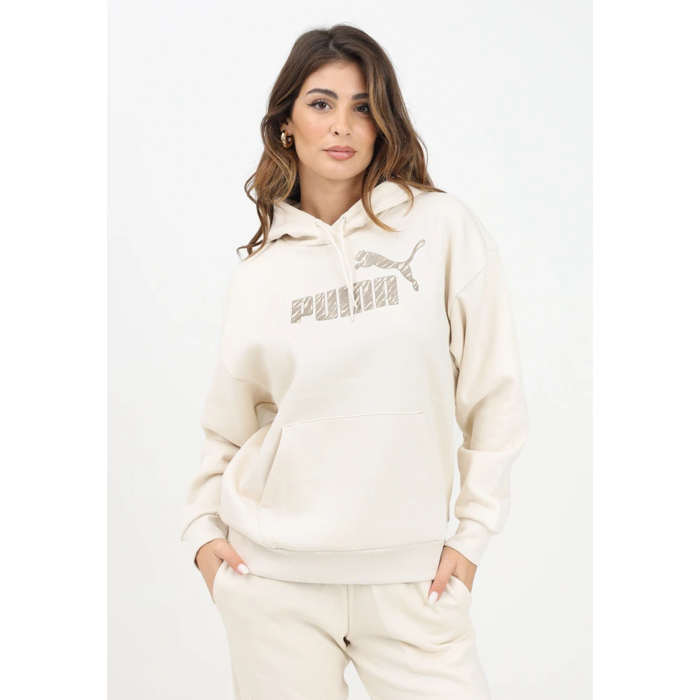 Puma Dierenprint hoodie voor vrouwen Beige Dames