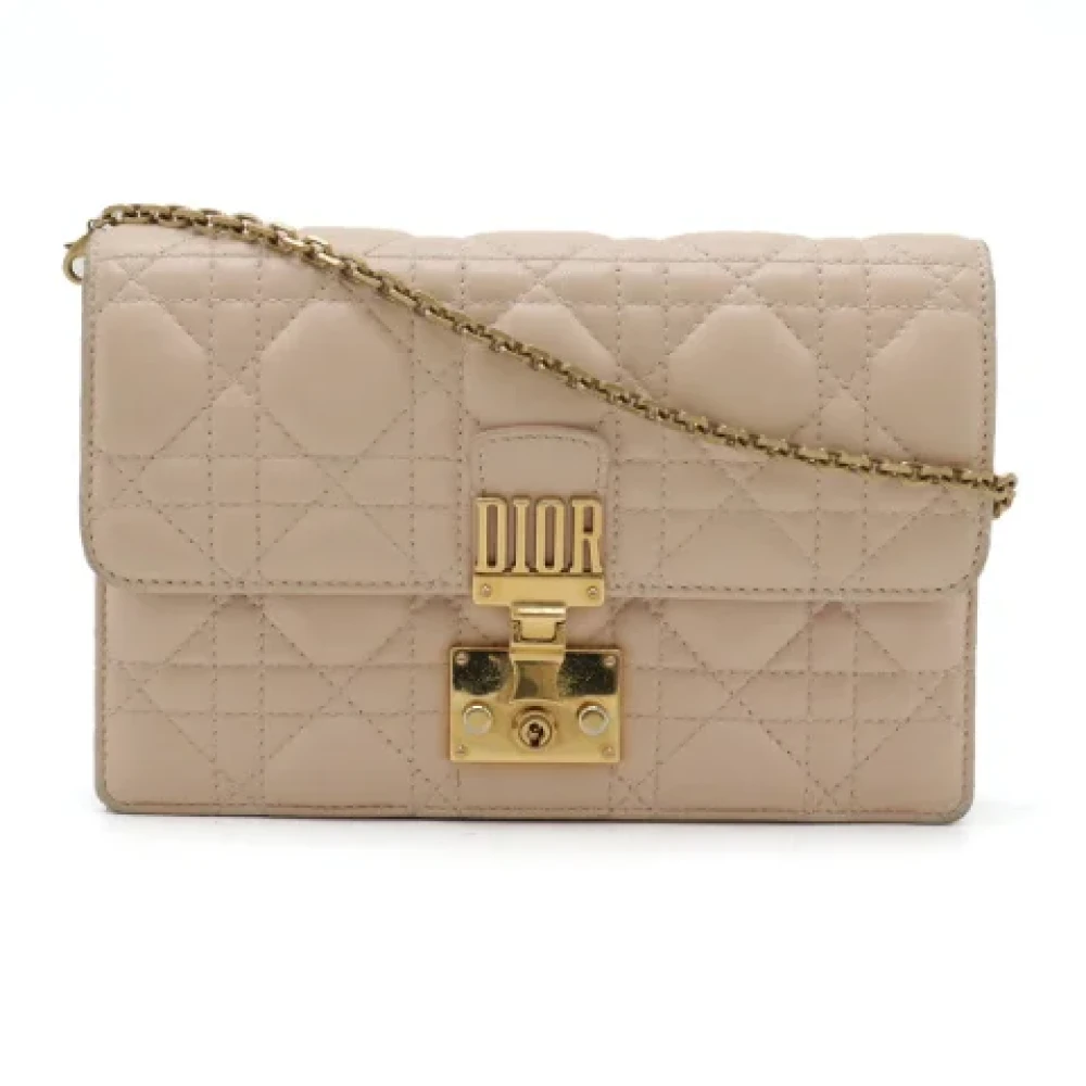 Dior Vintage Pre-owned Leather wallets Beige Dames