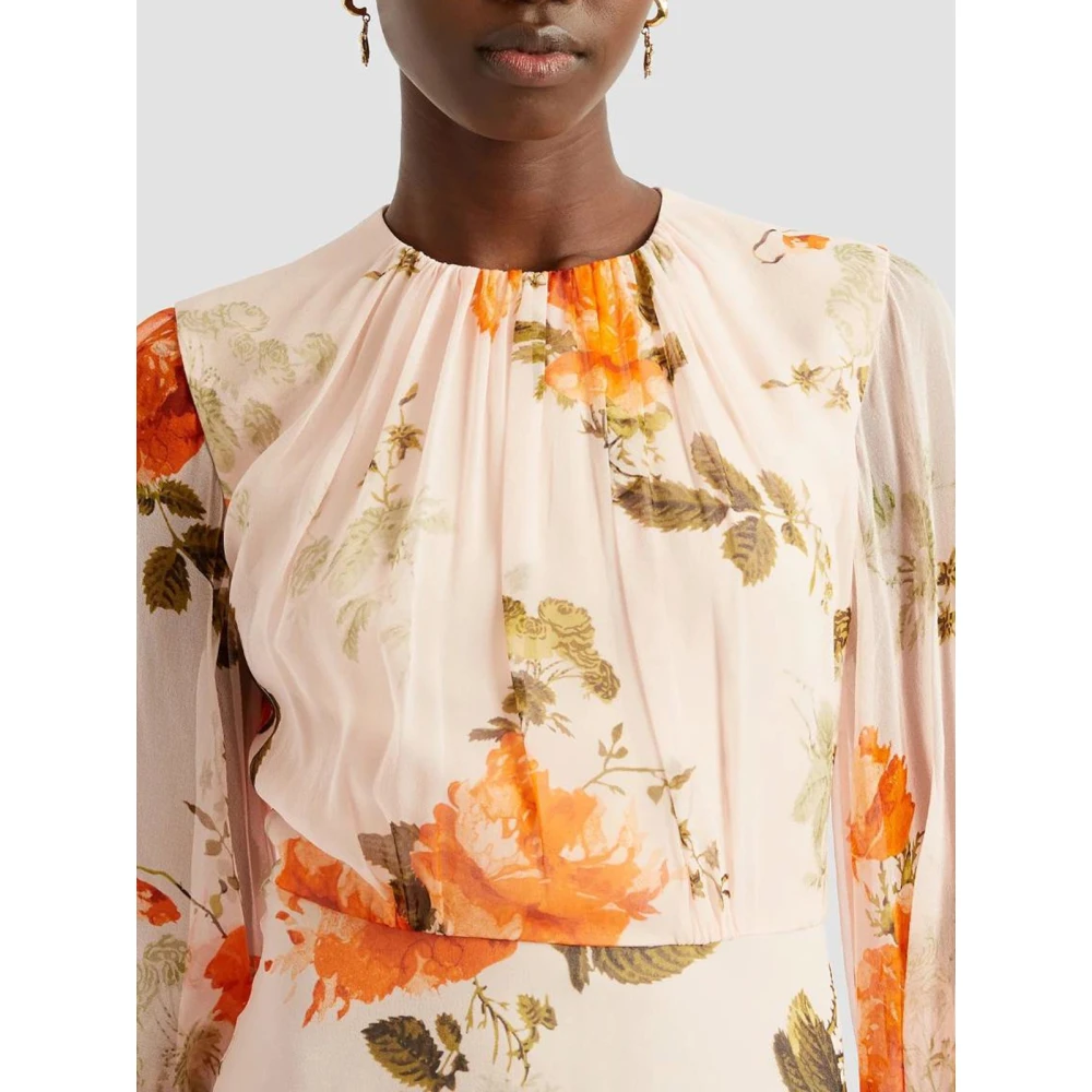 Erdem Roze Bloemen Midi Jurk Multicolor Dames
