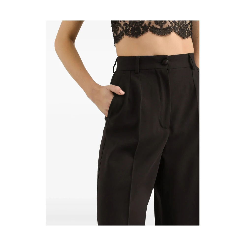 Dolce & Gabbana Zwarte hoge taille broek met zakken Black Dames