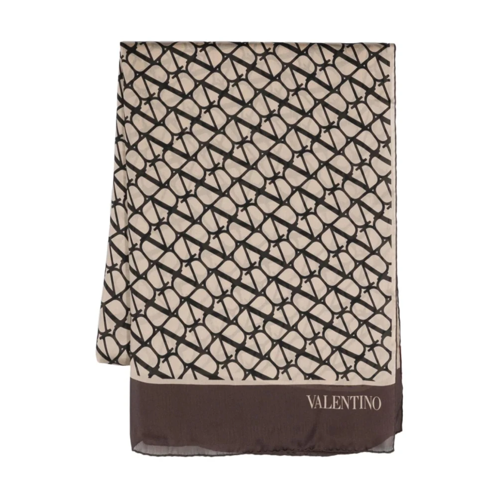 Valentino Garavani VLogo Signature Jacquard Sjaal Brown Dames