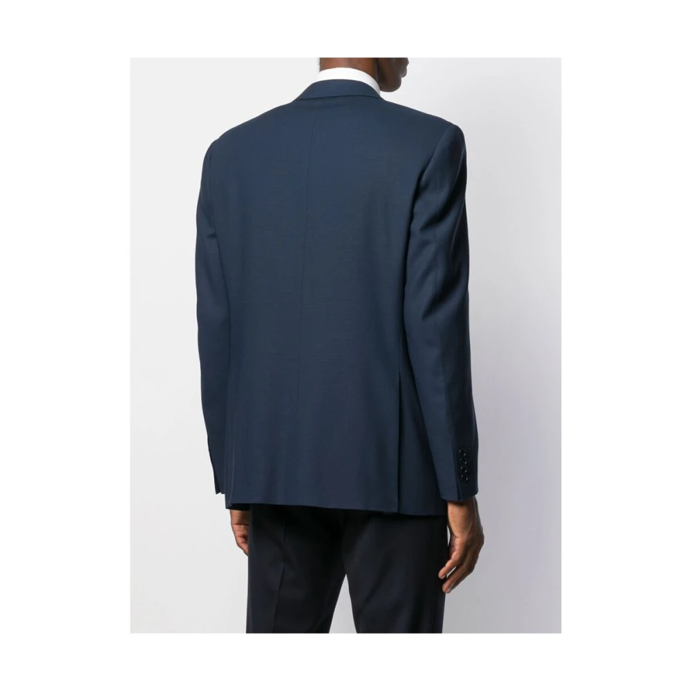 Canali Blauwe Wollen Gebreide Blazer Jas Blue Heren