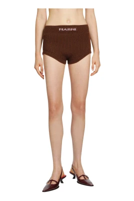 Logobroderade ribbstickade minishorts