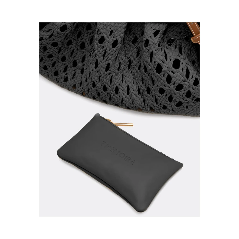 THEMOIRè Zwarte Stro Clutch Tas Black Dames