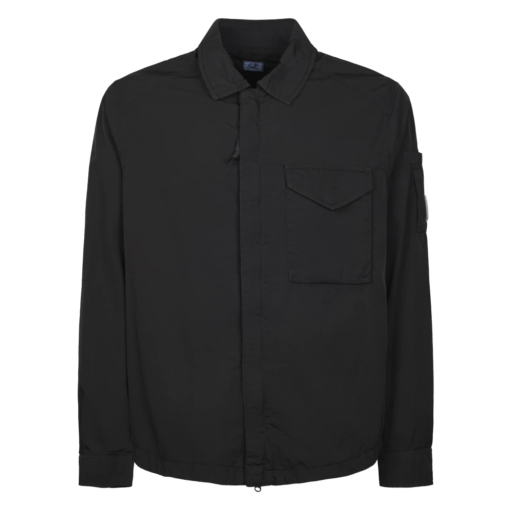 C.p. Company Men's Black Chrome-R Zipped Lens Overshirt - Light Jackets - Xl - Jackets