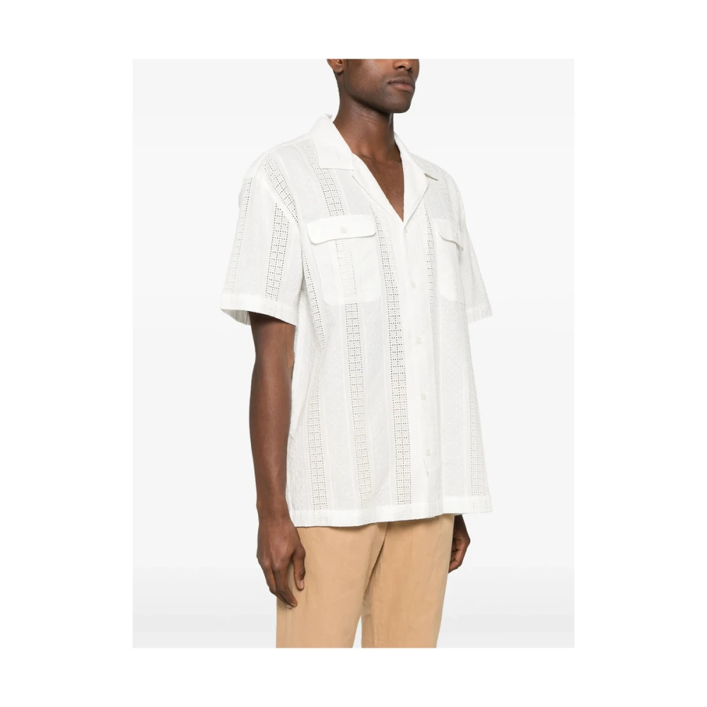 Maison Labiche Witte Camp Kraag Shirt Korte Mouwen White Heren
