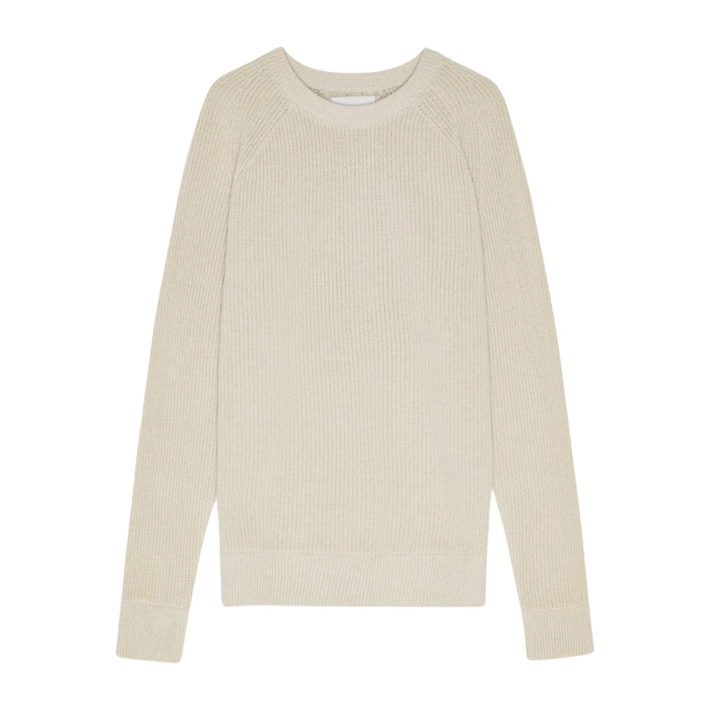 Nn07 Zachte Katoenen Gebreide Crewneck Sweater Beige Heren