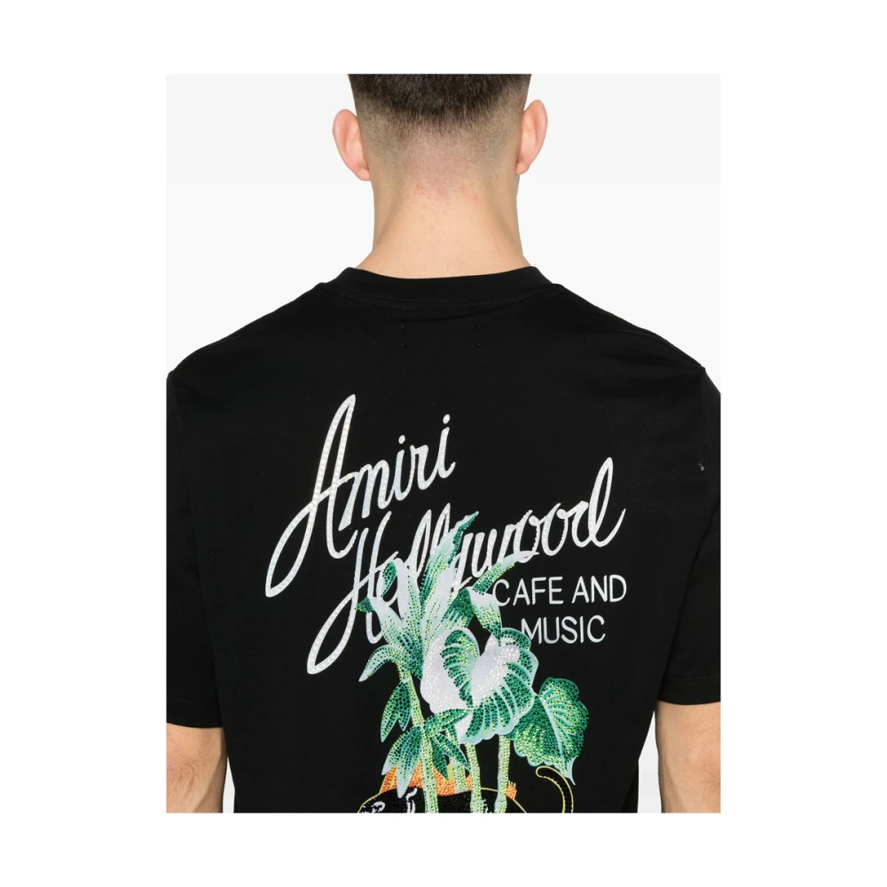 Amiri Zwarte Kristal Logo Grafische T-shirt Black Heren