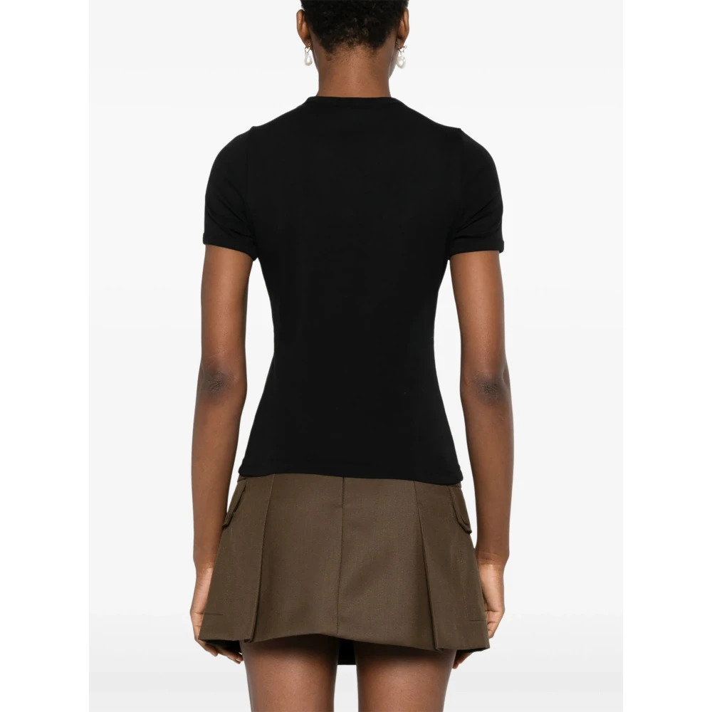 Courrèges Logo-Print Grafisch T-shirt Zwart Multicolor Black Dames