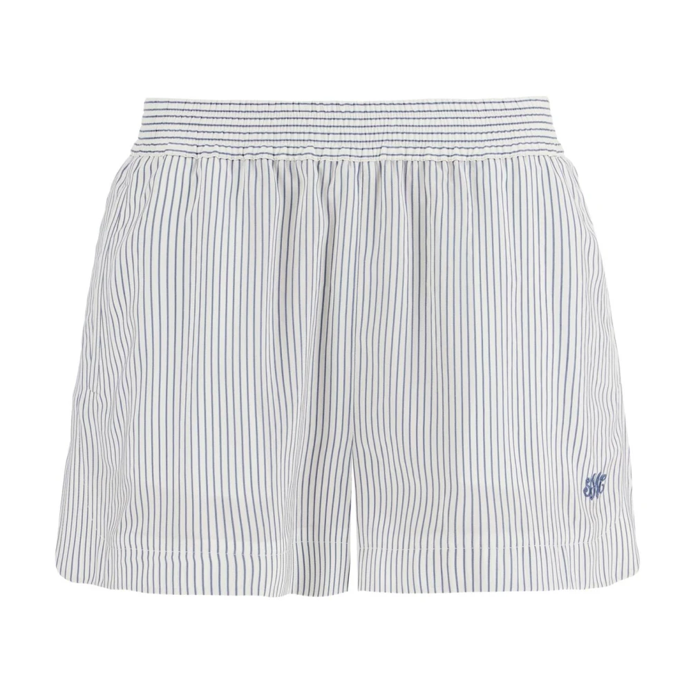 Stella Mccartney Gestreepte zijden shorts met geborduurd detail White Dames