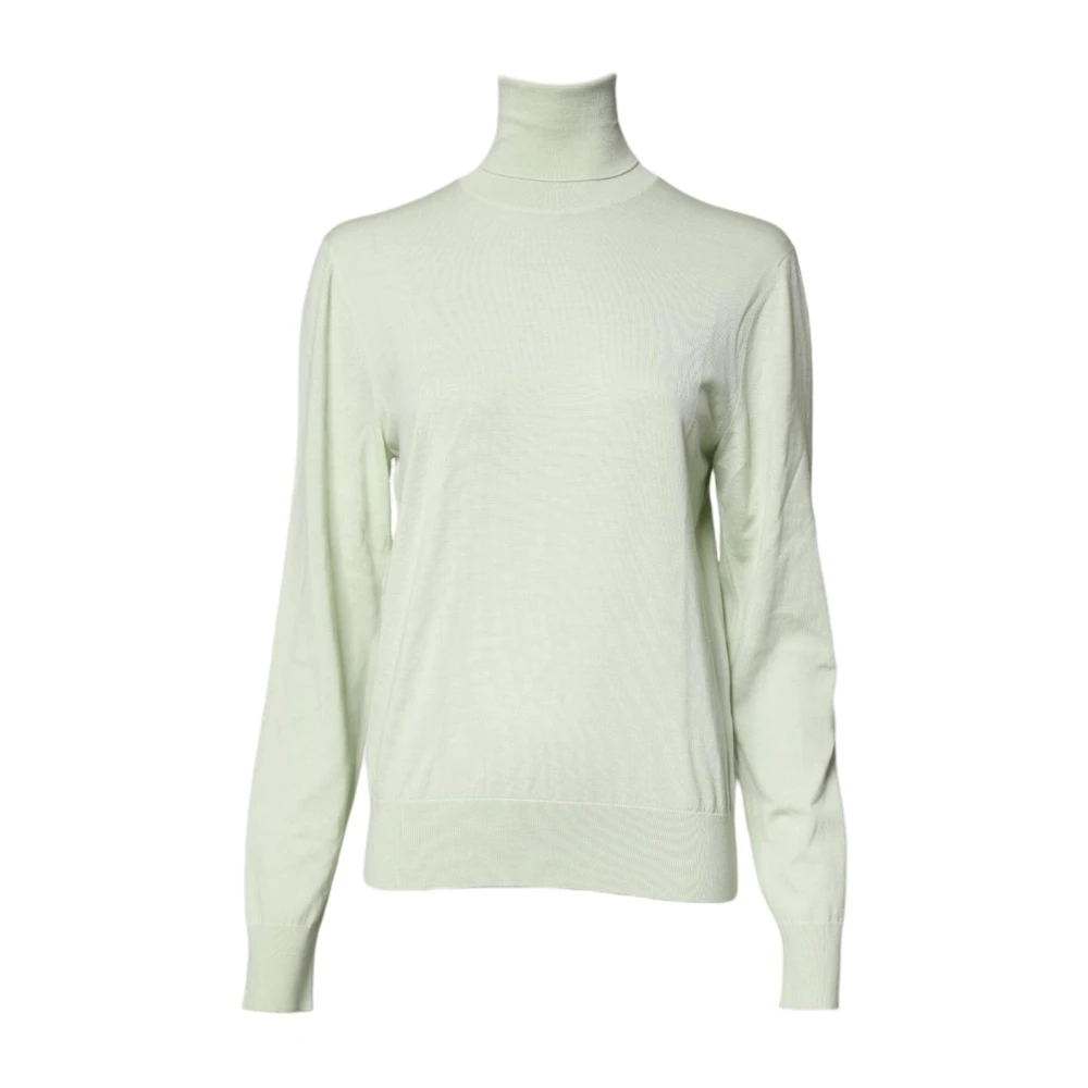 Dolce & Gabbana Men's Green Wool Turtleneck Jumper With Logo - Turtlenecks - Xs - Knitwear