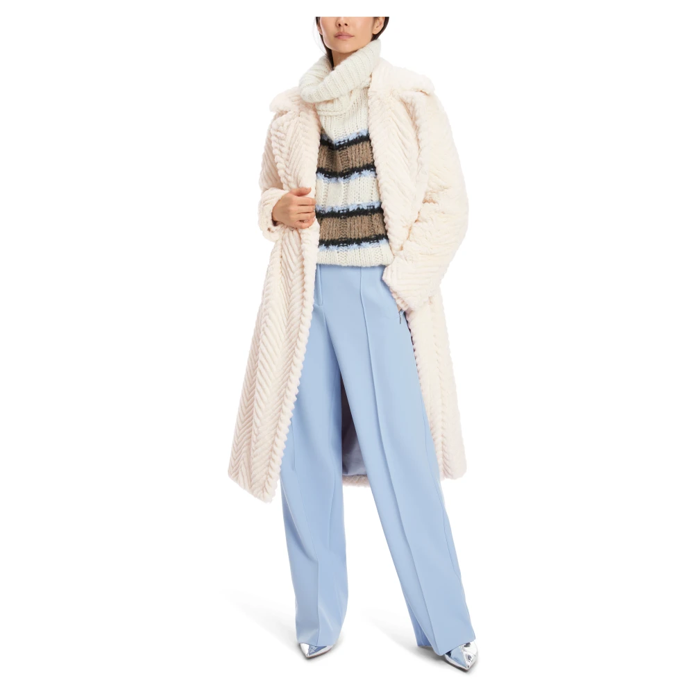 Marc Cain Fun Fur Visgraatjas Beige Dames