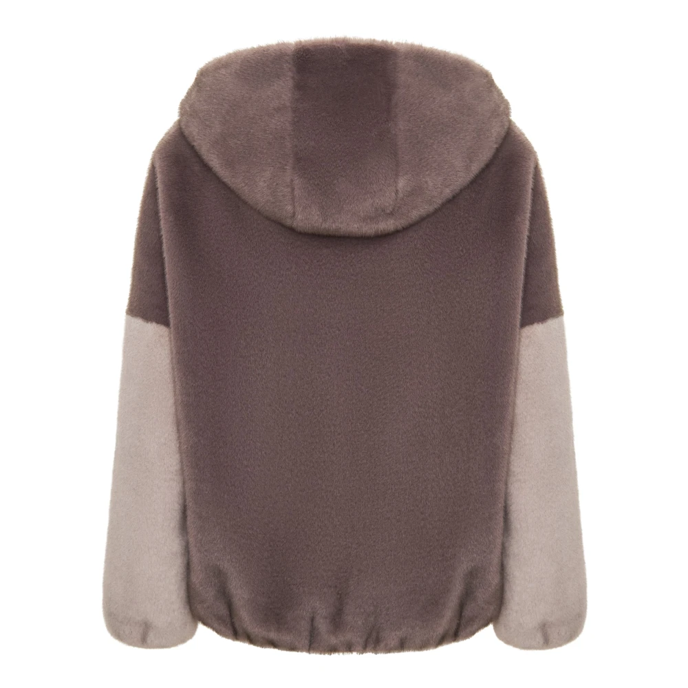 Cesare Gaspari Stijlvolle Hooded Nep Bontjas Reyna Bruin Brown Dames