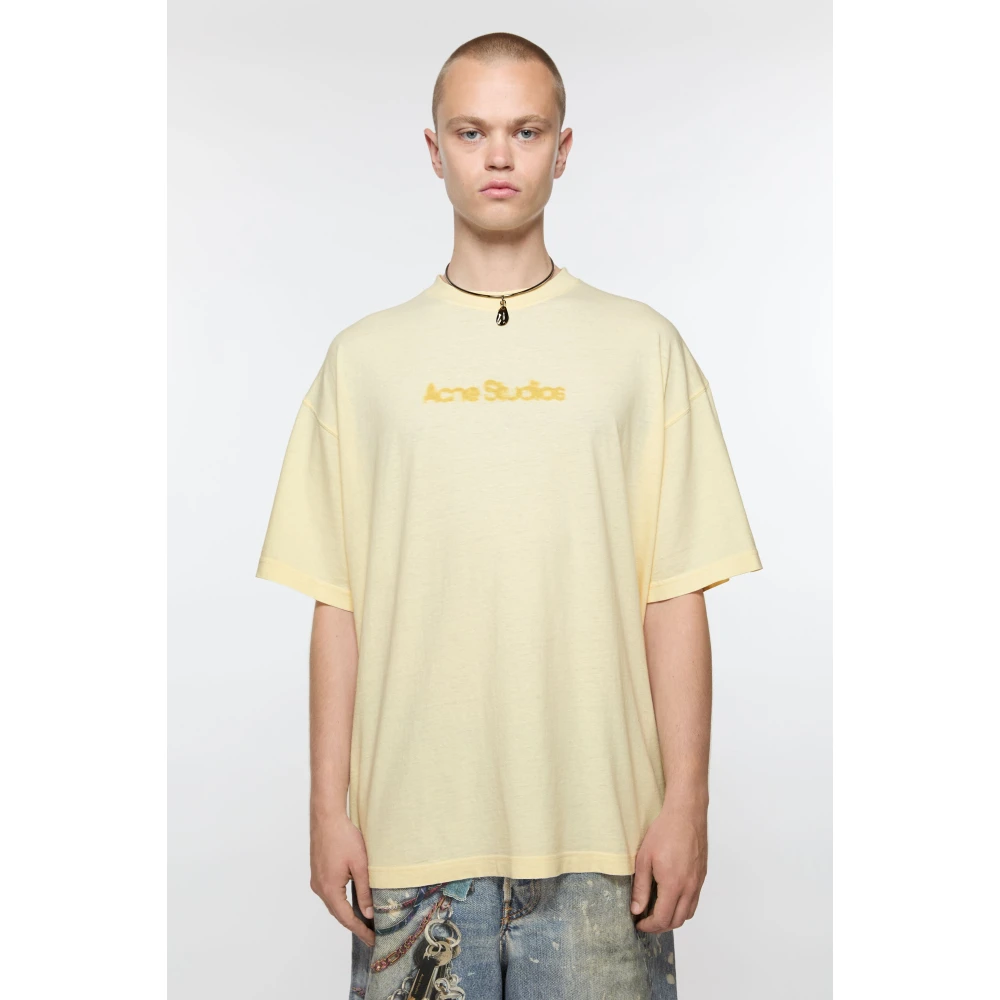 Acne Studios Vervaagd Logo T-shirt Yellow Heren