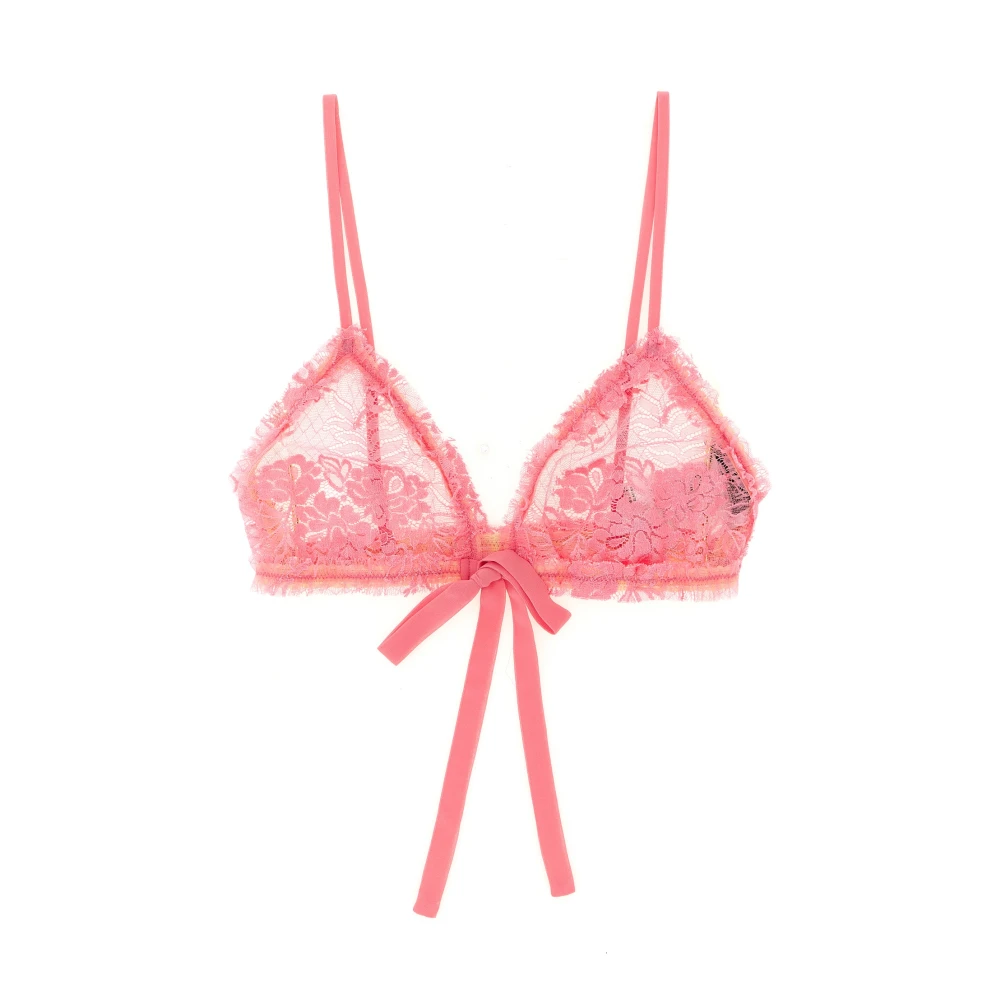 The Attico Women's Pink Bras, M, Triangle Lace Bra