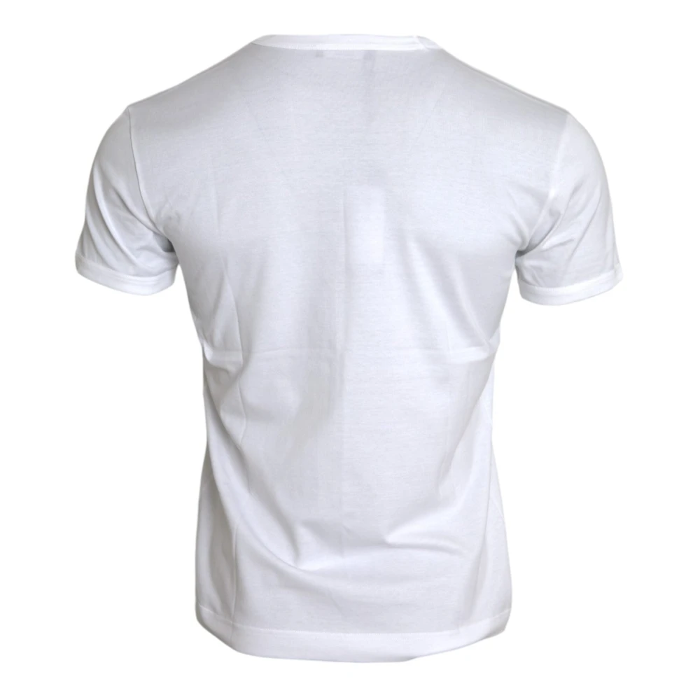Dolce & Gabbana Wit Katoenen T-shirt met Ronde Hals en Korte Mouwen White Heren