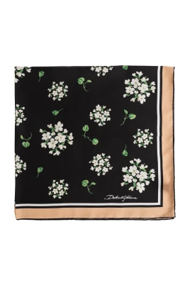 Foulard i sidenkypert med blommönster
