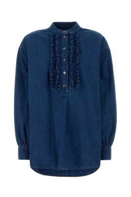 Ruffled Denim Shirt