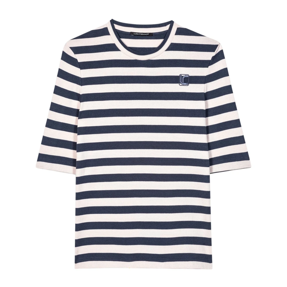 LUISA CERANO Gestreept T-shirt met logoborduursel Multicolor Dames